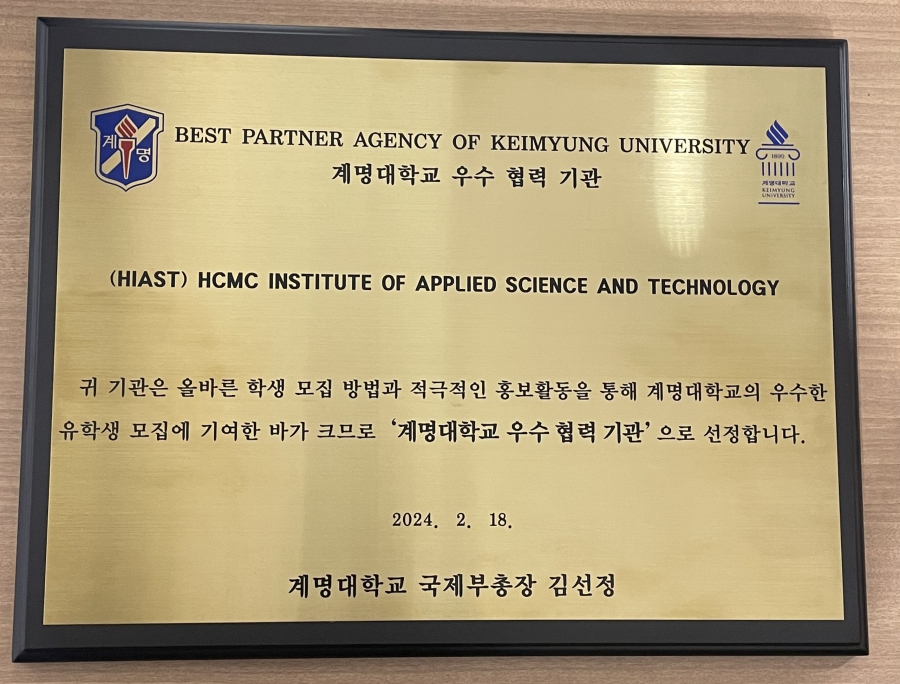 Du học Hiast vinh dự thành Best Partner Agency với đại học Keimyung 