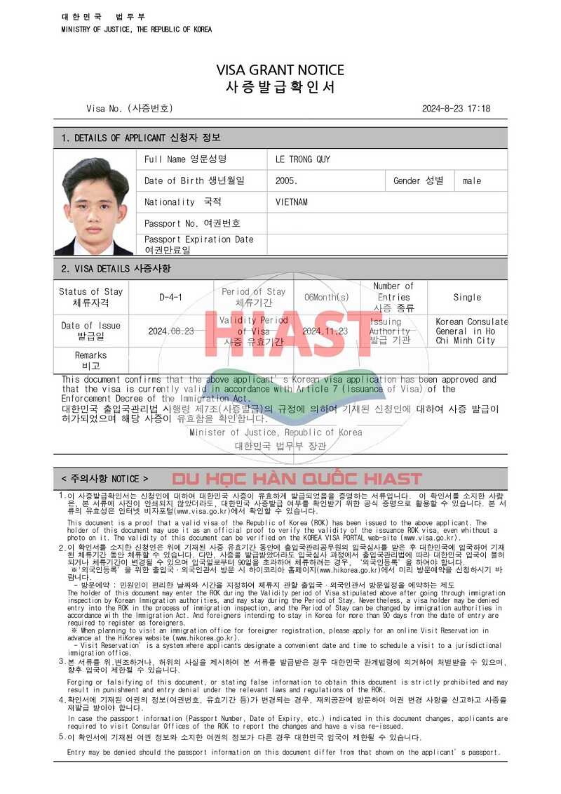 Học Viên Du Học Hiast Đậu Visa Ngày 23.08.2024