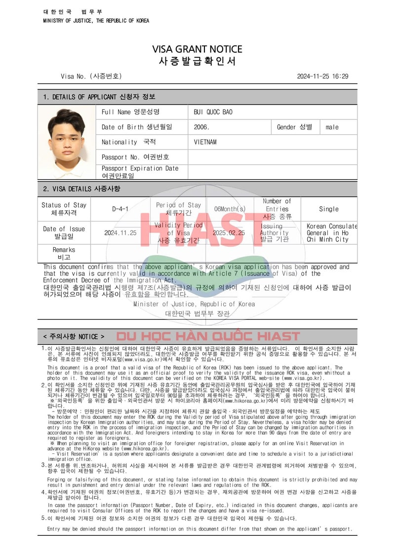 27 Học Viên Du Học Hiast Đậu Visa Du Học Hàn Quốc Ngày 25.11.2024